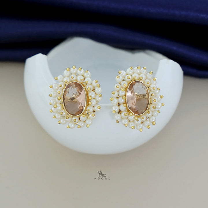 Ahelia Glossy Oval Cluster Pearl Earring