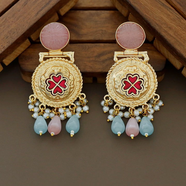 Banhi Jadau Kundan Flower Pearl Beaded Choker With Earring