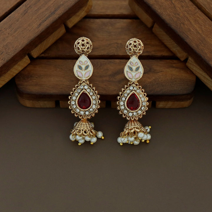 Bandhavi Hand Painted Drop Short Neckpiece With Earring