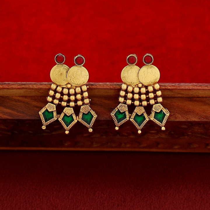 Chandni 2 Layer Palakka Kashi Neckpiece With Earring
