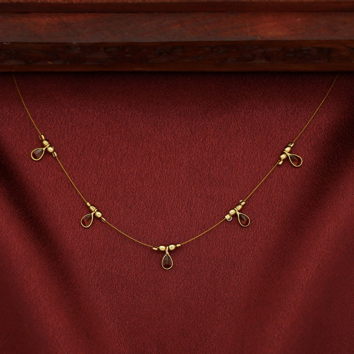 Naima Glossy Stone Drop String Neckpiece