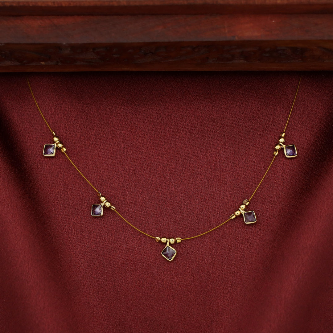 Naima Diamond Glossy Stone String Neckpiece