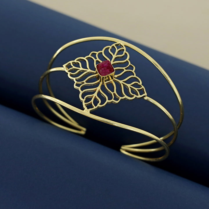 Alphy Golden Floral Druzy Stone Bangle