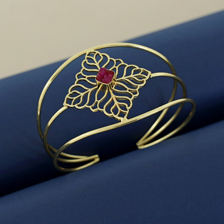 Alphy Golden Floral Druzy Stone Bangle