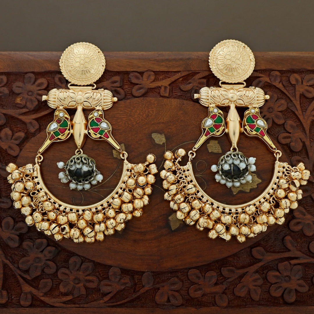 Aashna Dual Tone Twin Bird Ghungroo Kashmiri Earring