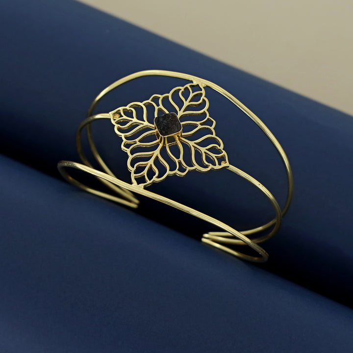 Alphy Golden Floral Druzy Stone Bangle