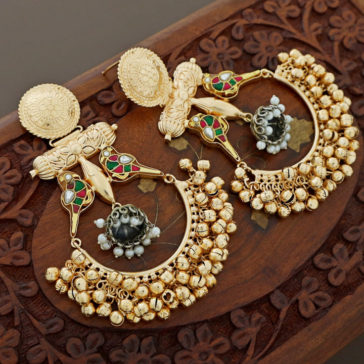 Aashna Dual Tone Twin Bird Ghungroo Kashmiri Earring