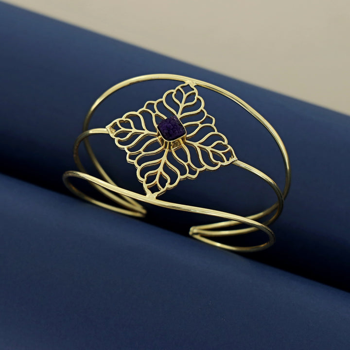 Alphy Golden Floral Druzy Stone Bangle