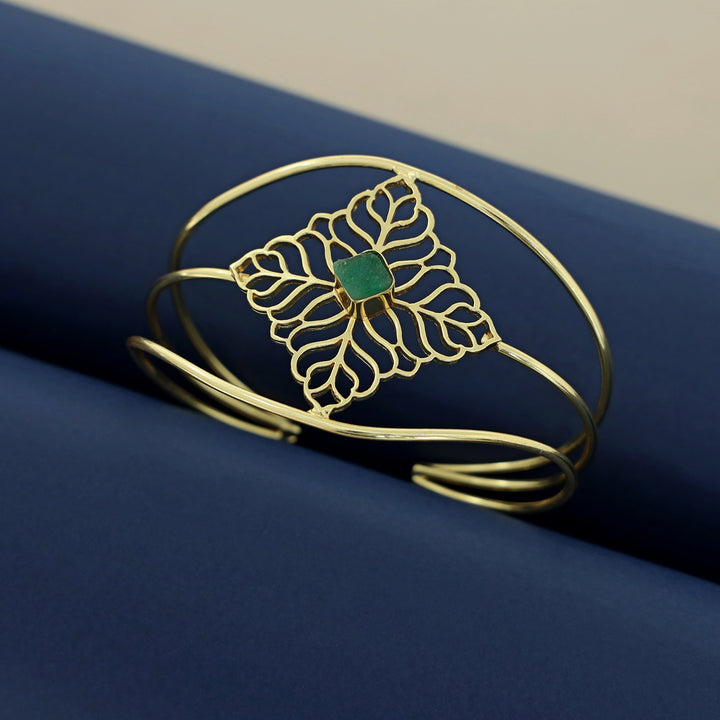 Alphy Golden Floral Druzy Stone Bangle