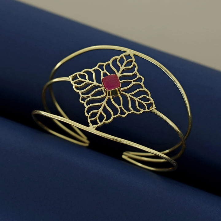 Alphy Golden Floral Druzy Stone Bangle