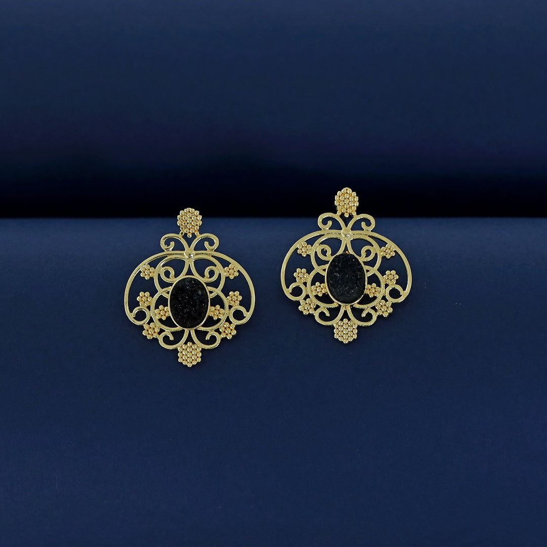 Loretta Golden Druzy Stone Earring