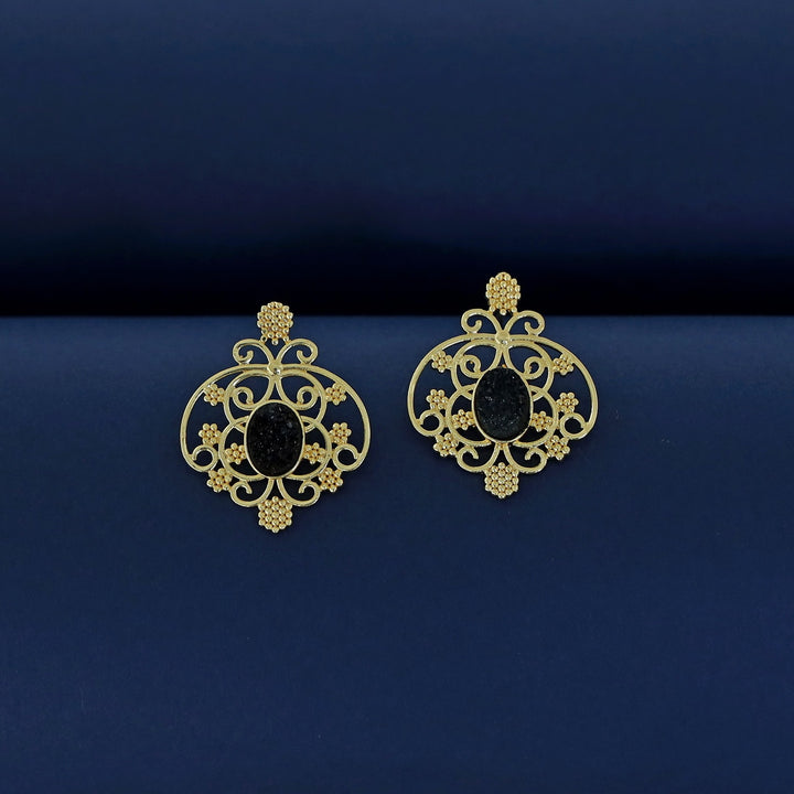 Loretta Golden Druzy Stone Earring