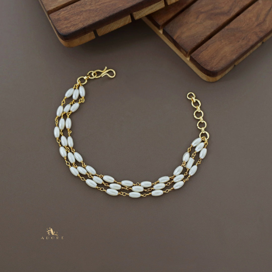 Golden Layered Pearl Bracelet