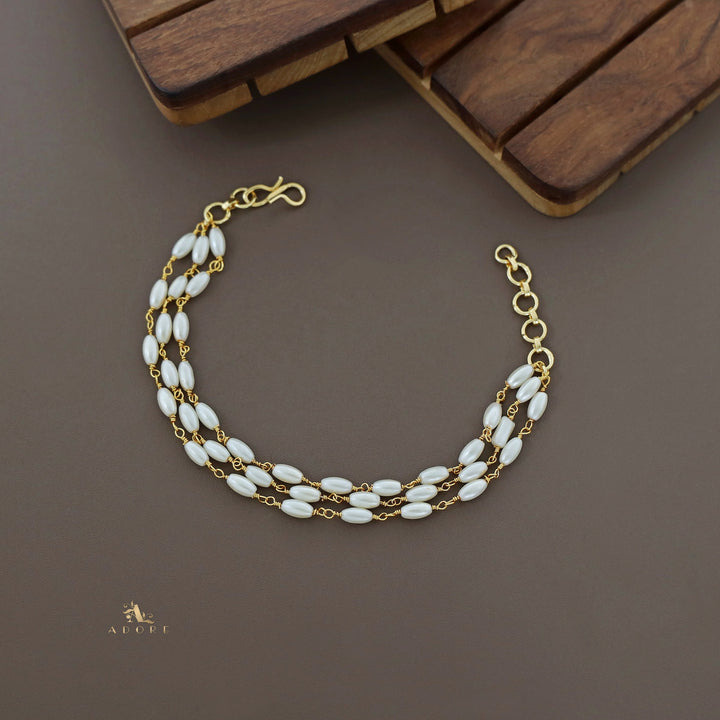 Golden Layered Pearl Bracelet