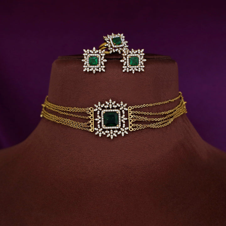 Hansini 6 Layer Square Pendant AD Stone Combo
