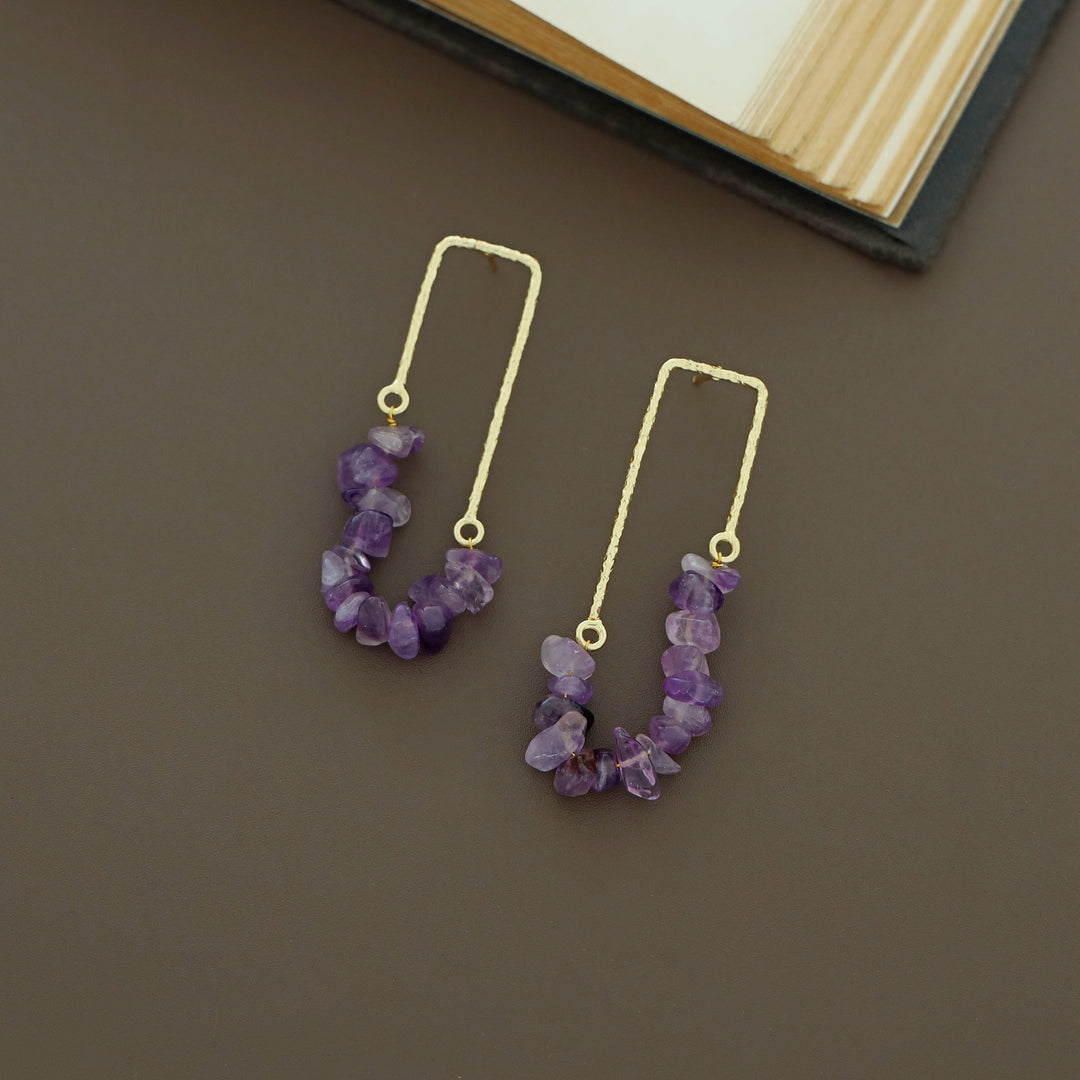 Tamsin Golden Textured Raw Stone Earring