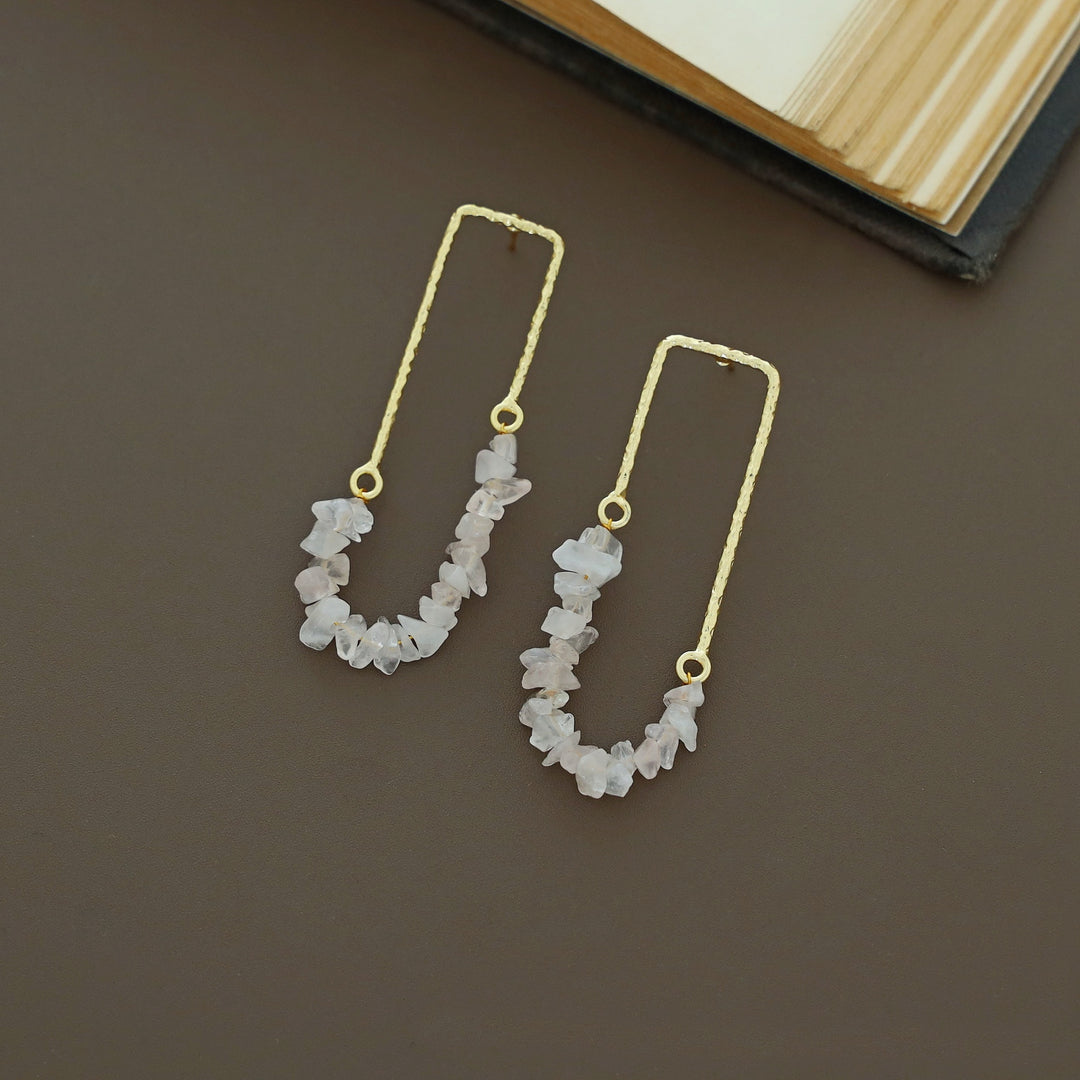 Tamsin Golden Textured Raw Stone Earring