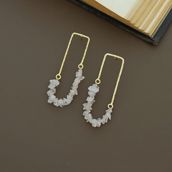 Tamsin Golden Textured Raw Stone Earring