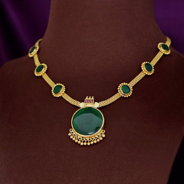 Hemangini Round Pendant Golden Ball neckpiece