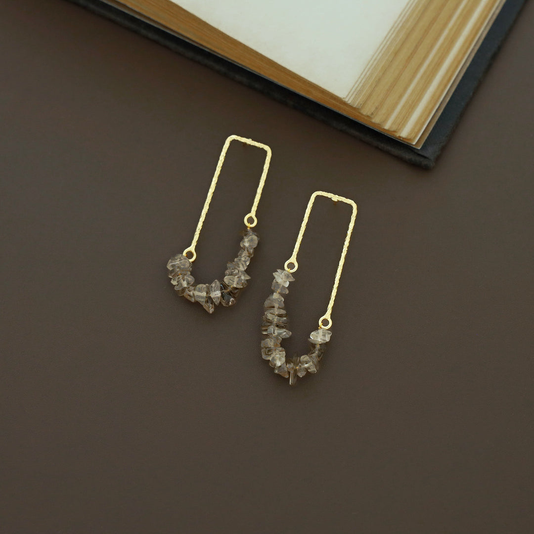 Tamsin Golden Textured Raw Stone Earring