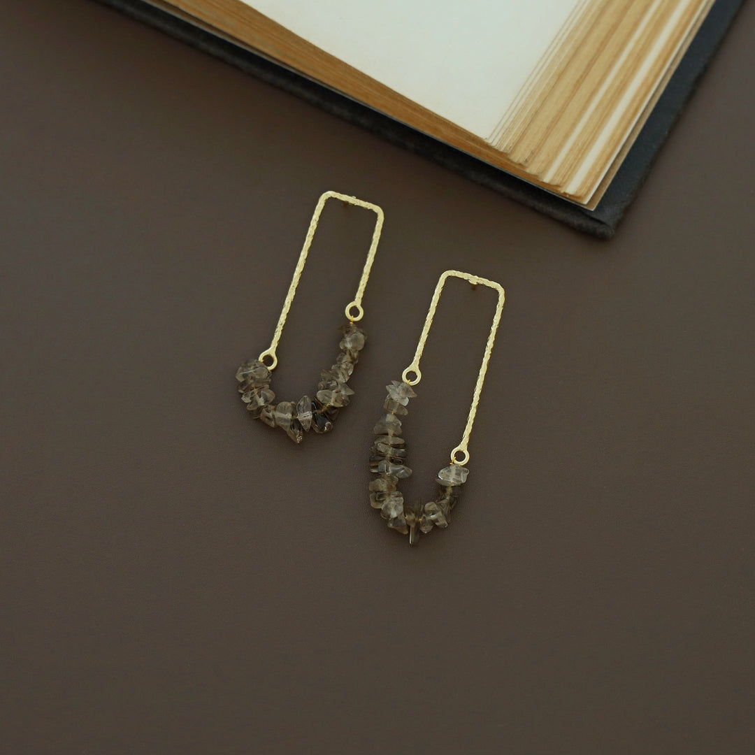 Tamsin Golden Textured Raw Stone Earring