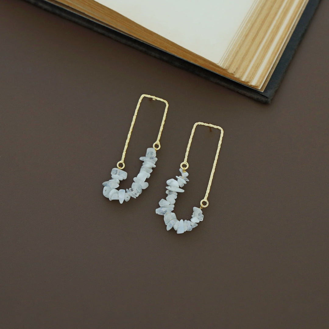 Tamsin Golden Textured Raw Stone Earring