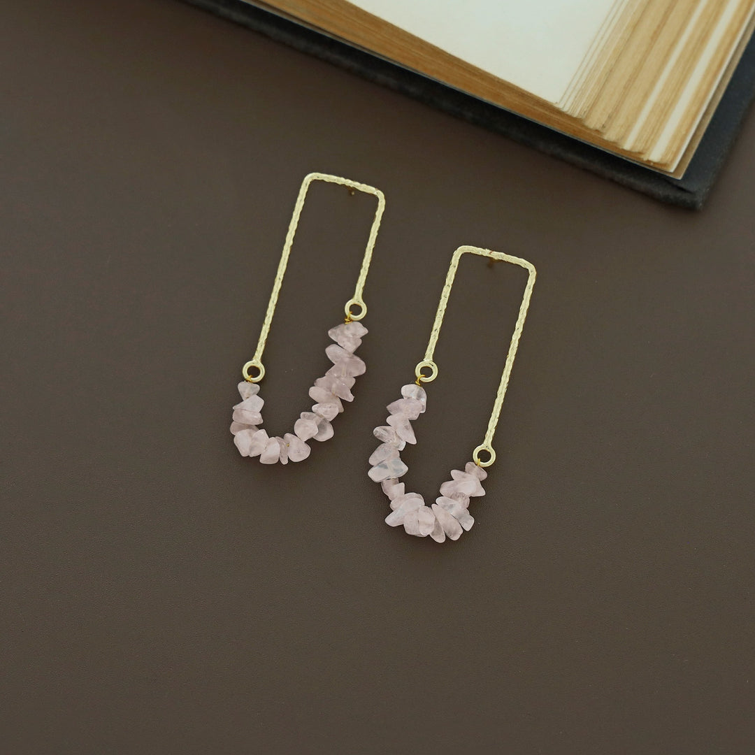 Tamsin Golden Textured Raw Stone Earring