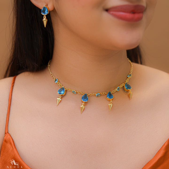 Golden Olivna Corn Drop Neckpiece With Earring