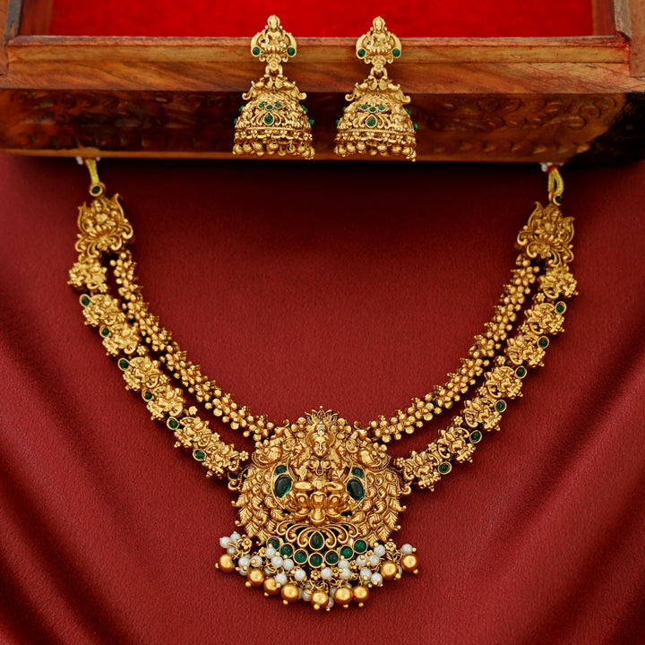 Pranami Devi 2 Layer Neckpiece With Earring