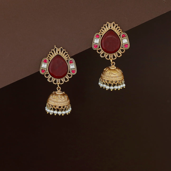 Jaisha Rain Drop Pearl Golden Jhumka