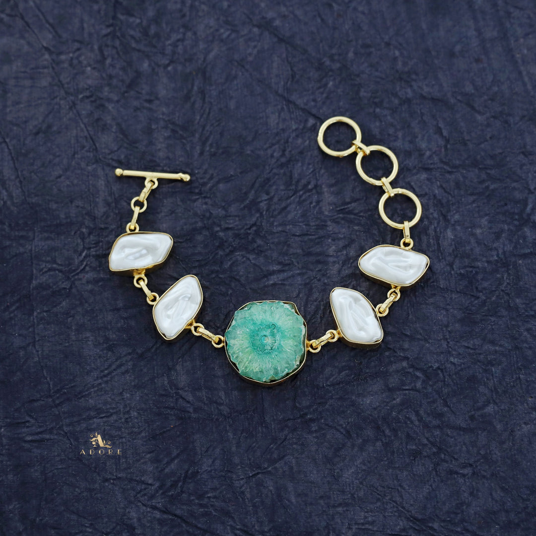 Zoe Golden Baroque + Agate Stone Bracelet