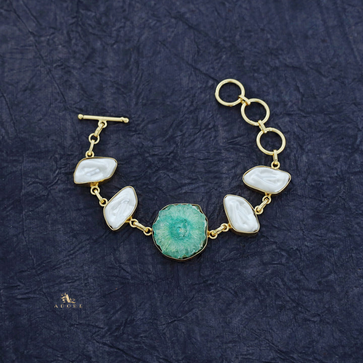 Zoe Golden Baroque + Agate Stone Bracelet