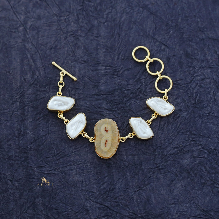 Zoe Golden Baroque + Agate Stone Bracelet