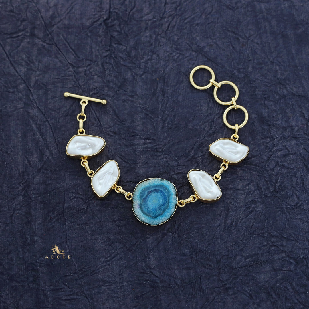 Zoe Golden Baroque + Agate Stone Bracelet