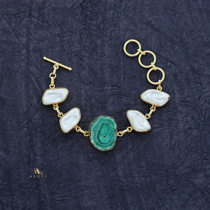 Zoe Golden Baroque + Agate Stone Bracelet
