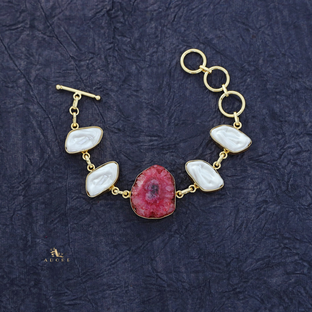 Zoe Golden Baroque + Agate Stone Bracelet