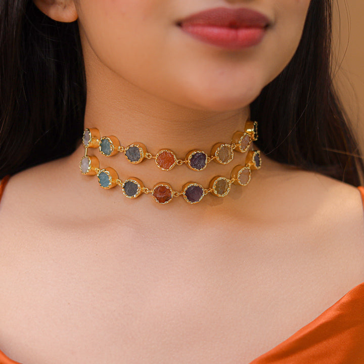 Brielle 2 Layer Raw Stone Choker