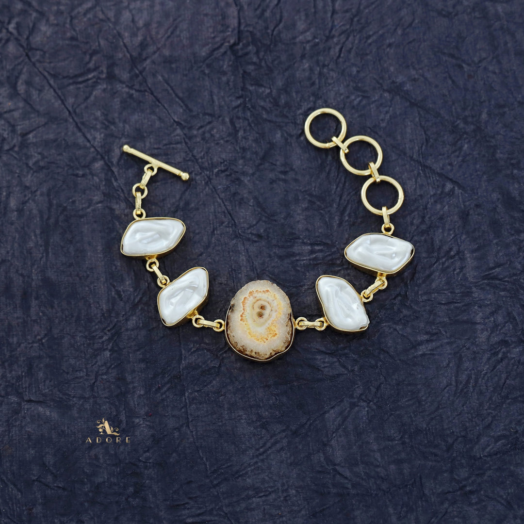 Zoe Golden Baroque + Agate Stone Bracelet