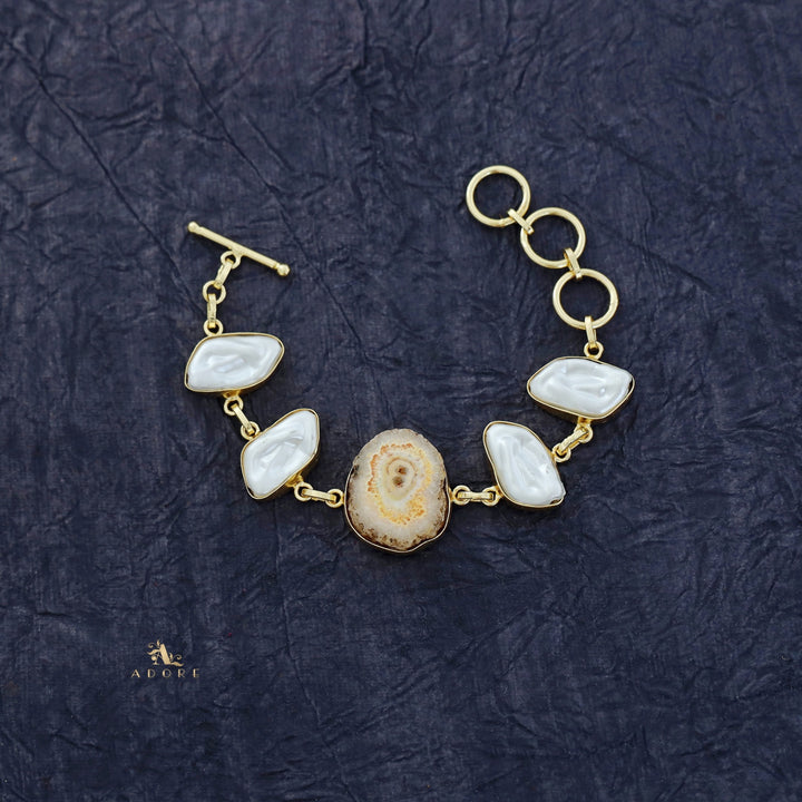 Zoe Golden Baroque + Agate Stone Bracelet