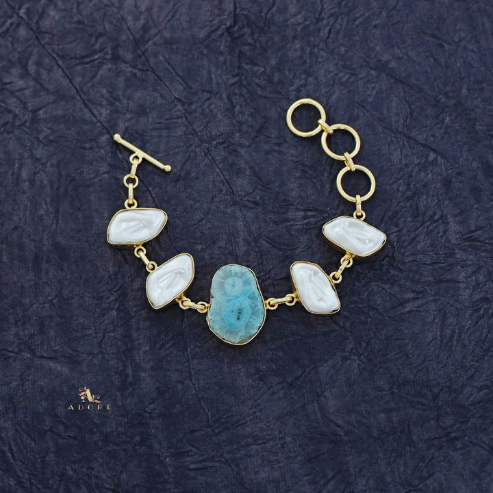 Zoe Golden Baroque + Agate Stone Bracelet