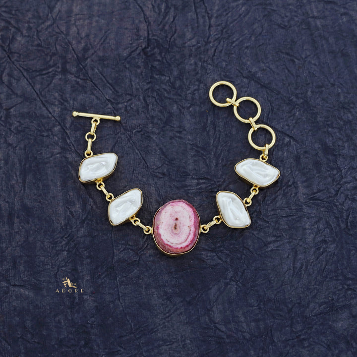 Zoe Golden Baroque + Agate Stone Bracelet