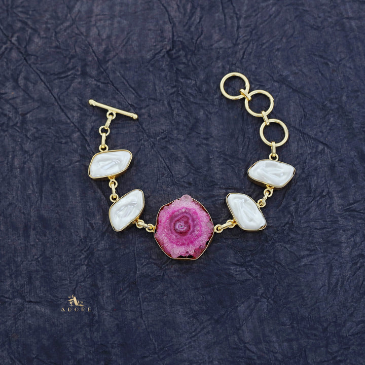 Zoe Golden Baroque + Agate Stone Bracelet