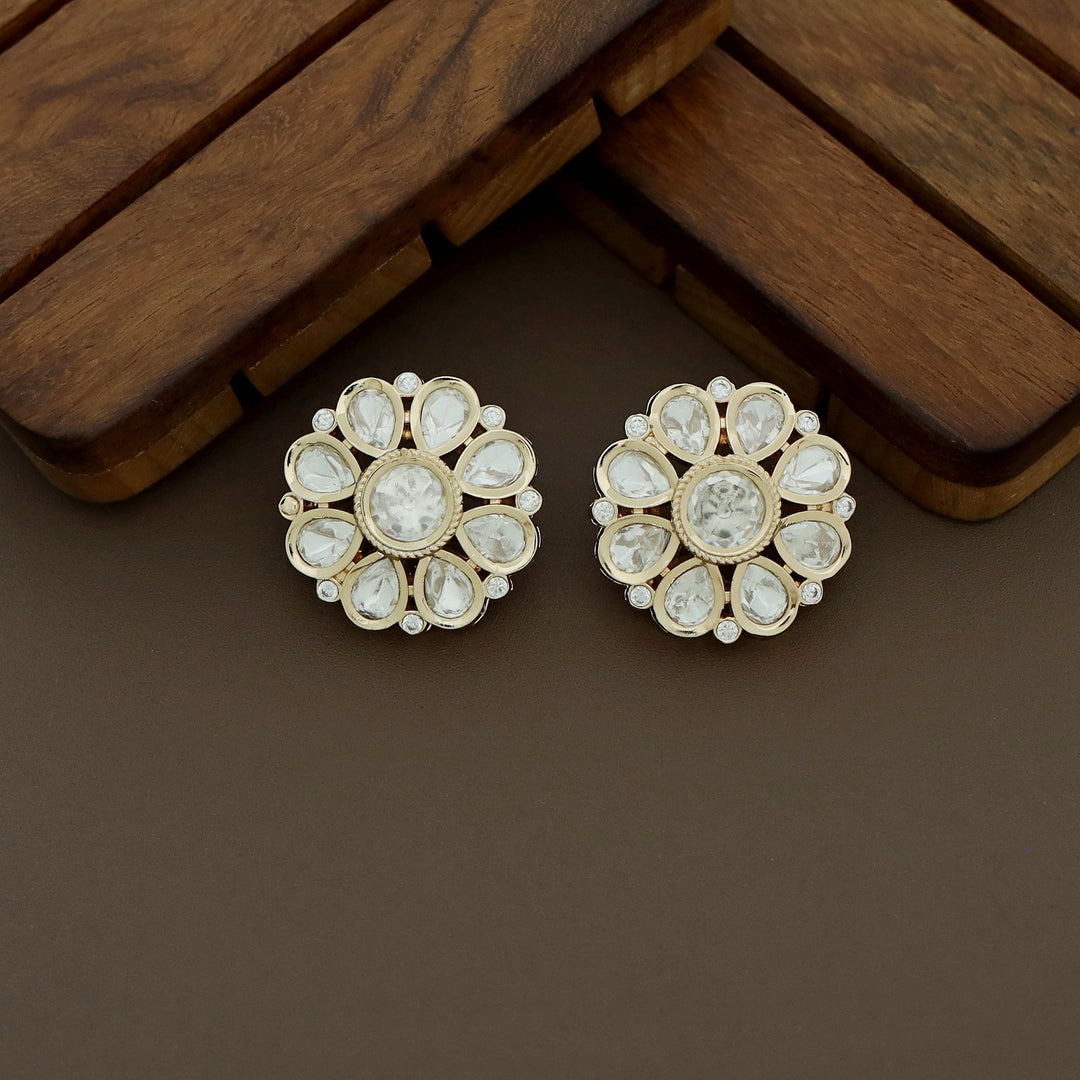 Premium Layered Bead Kundan Flower Choker With Earring