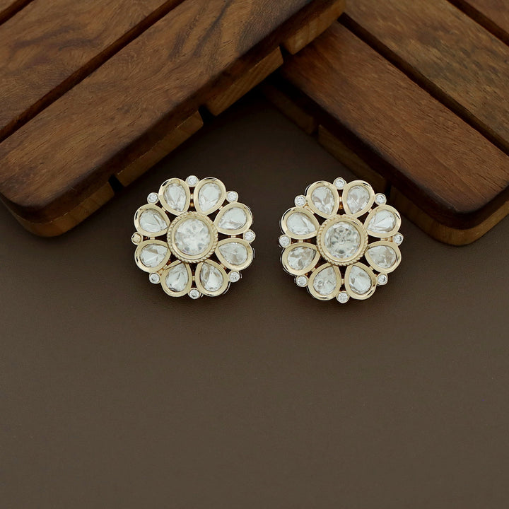 Premium Layered Bead Kundan Flower Choker With Earring