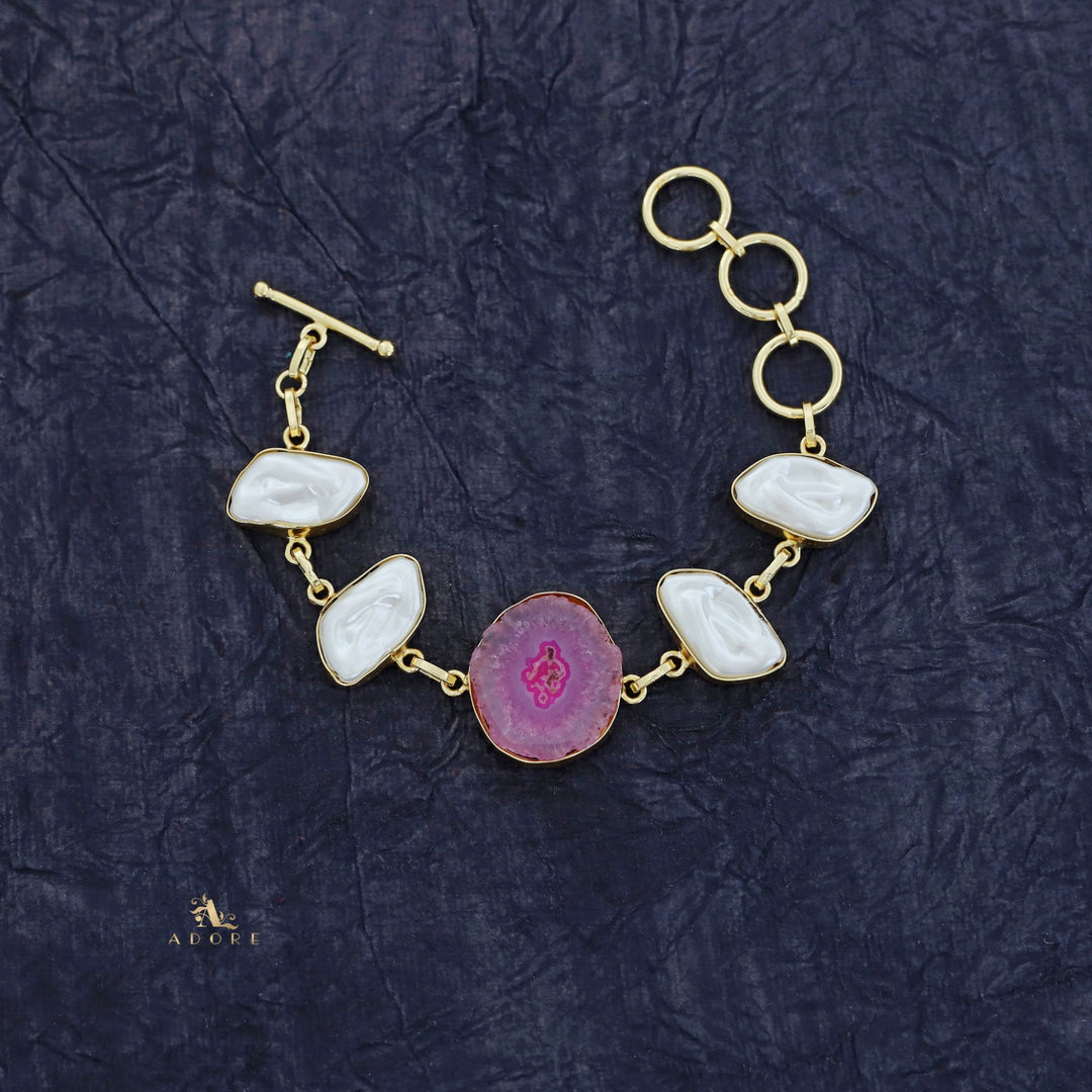 Zoe Golden Baroque + Agate Stone Bracelet