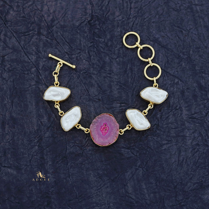 Zoe Golden Baroque + Agate Stone Bracelet