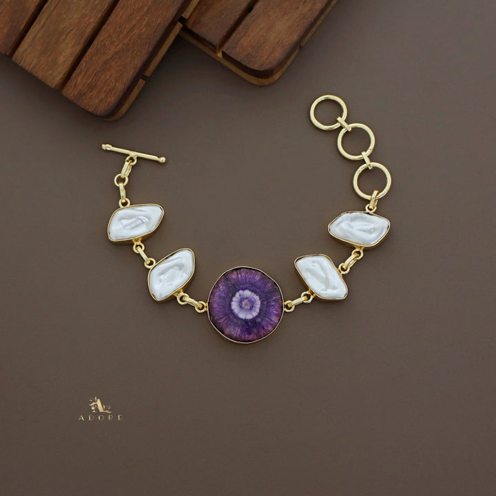 Zoe Golden Baroque + Agate Stone Bracelet