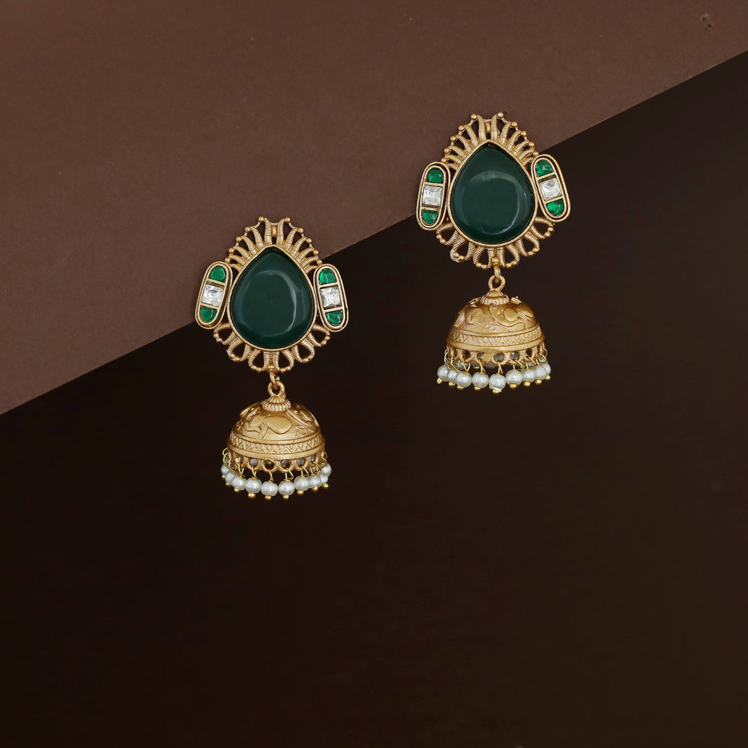 Jaisha Rain Drop Pearl Golden Jhumka