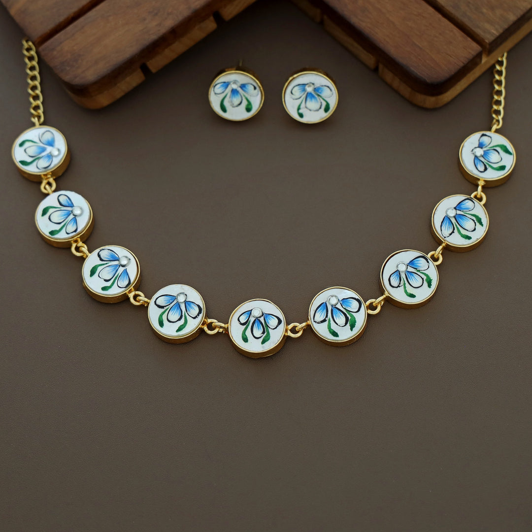 Circle MOP Hand Painted Choker With Stud