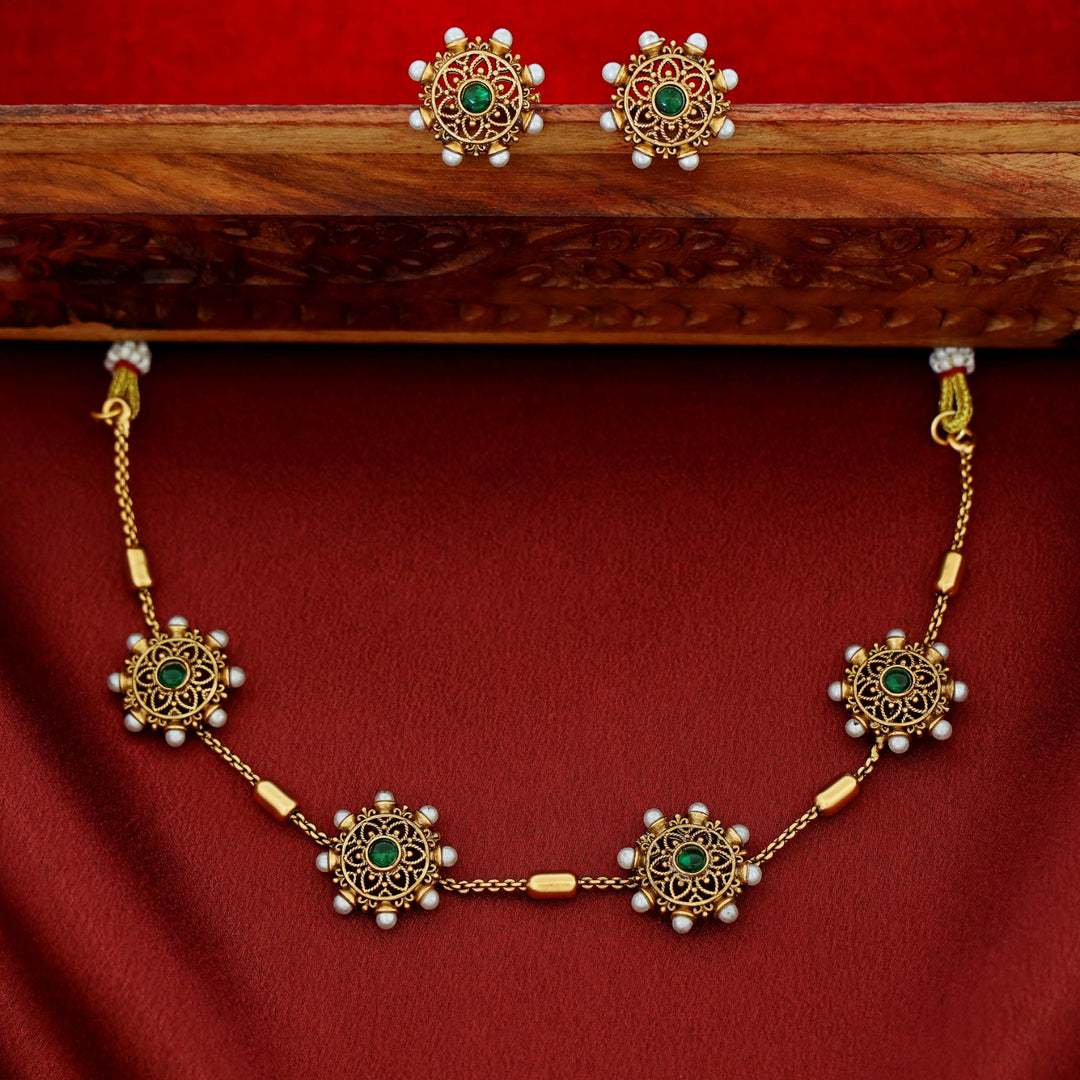 Rudvika Pearl Floral Maheera Choker with Stud